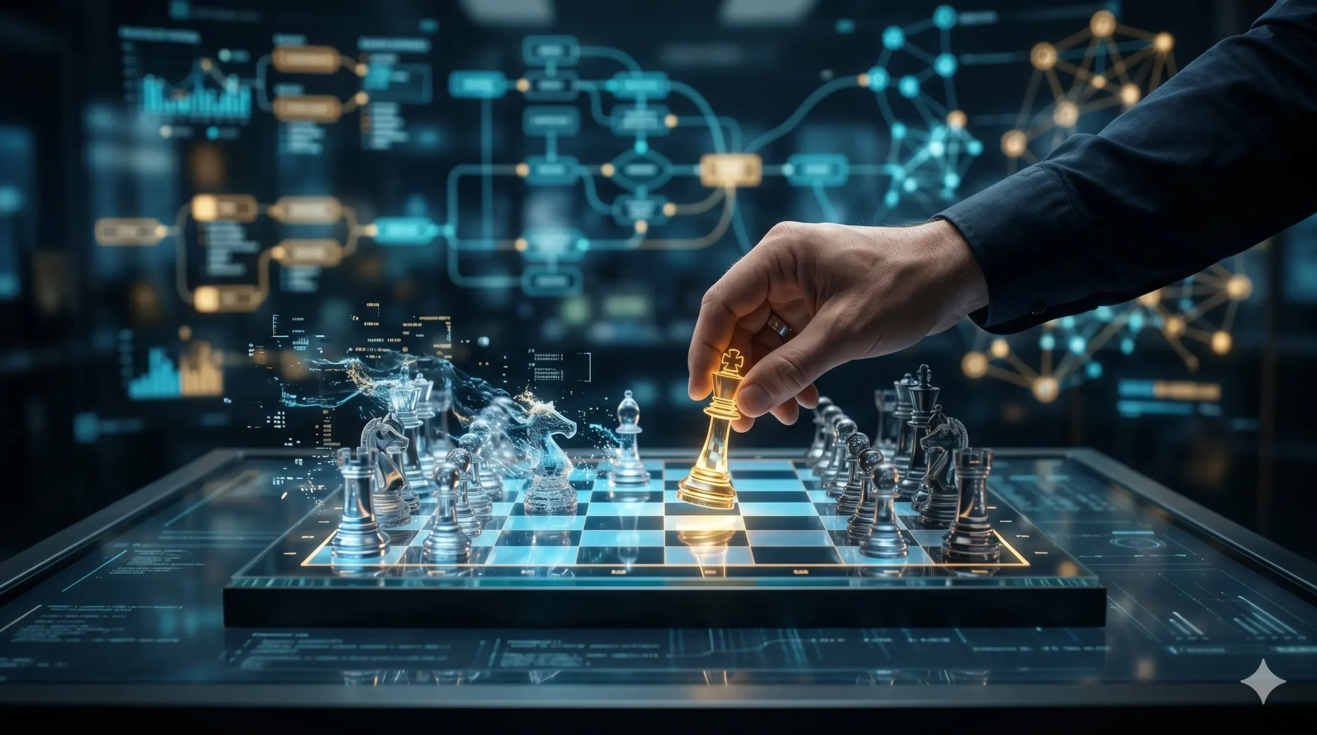 Imagen con un ajedrez futurista. Que es una metafora sobre la importancia de la estrategia en entornos VUCA para las Mipymes.